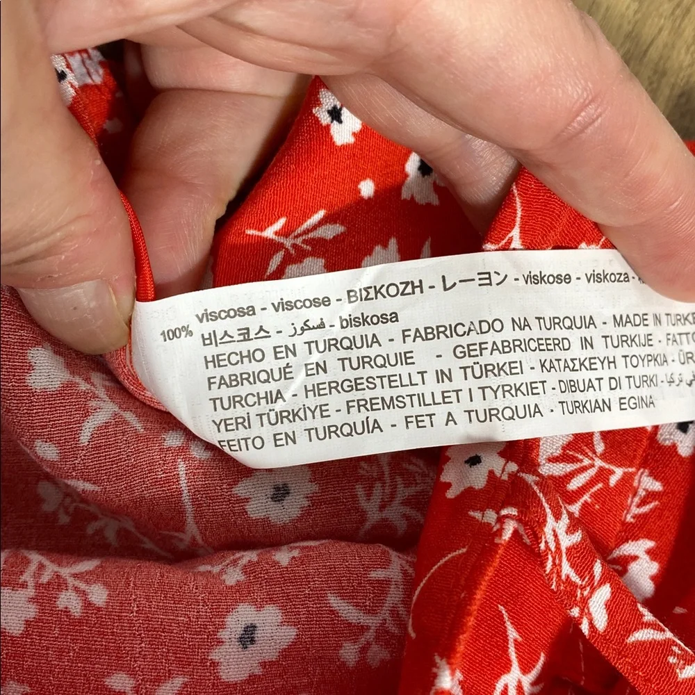 Zara Belted Mini Skort Red Floral Skater Skirt size medium